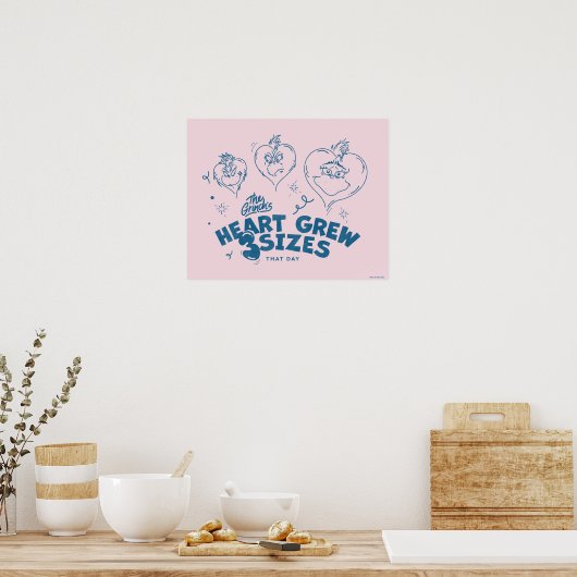 Grinch's Heart groeide 3 maten Poster (Keuken)