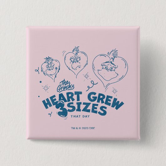 Grinch's Heart groeide 3 maten Vierkante Button 5,1 Cm (Voorkant)