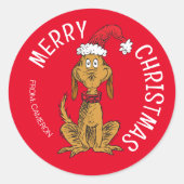 Grinch's Max | Kerstmannenhoed Ronde Sticker (Voorkant)