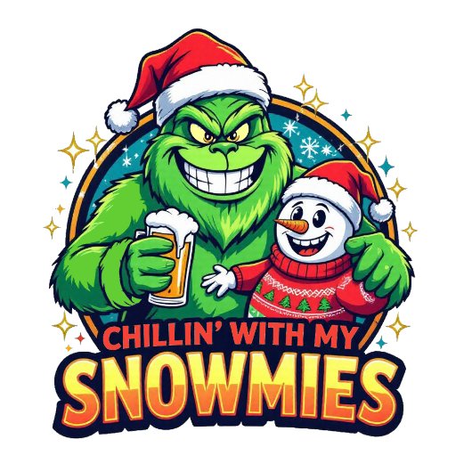Grinchy Bigfoot chillin With My Snowmies Trui