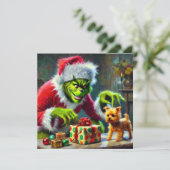 Grinchy kerst feestdagenkaart (Staand voorkant)