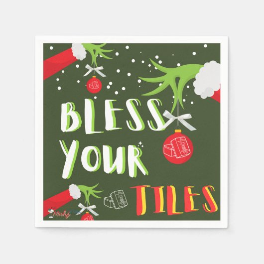 GRINCHY Mahjong zegene je Tegels servetten (Voorkant)