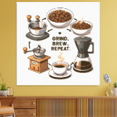 Grind Brew Repeat Canvas Afdruk (Insitu (Woonkamer))