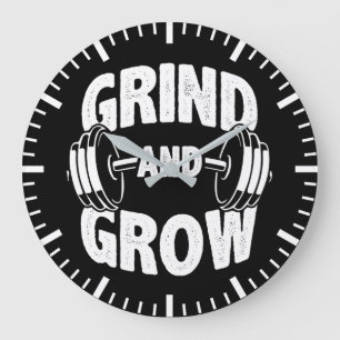 Grind en groei - Gym Workout Motivatie Grote Klok