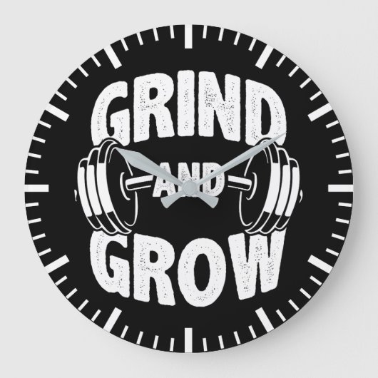 Grind en groei - Gym Workout Motivatie Grote Klok (Voorkant)