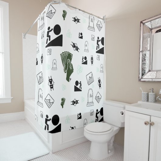 Grind & Gain Douchegordijn Motivatie Geld Kunst (In situ)