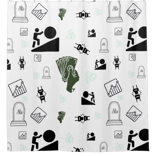 Grind & Gain Douchegordijn Motivatie Geld Kunst (Voorkant)