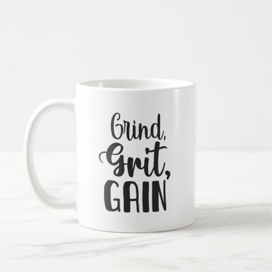 Grind, Grit, Aanwinst, Hustle, Gymnastiek, Succes Koffiemok (Links)