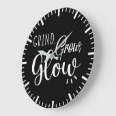 Grind, Grow, Gloed, Gym, Hustle, Succes Motivatie Grote Klok (Hoek)