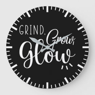 Grind, Grow, Gloed, Gym, Hustle, Succes Motivatie Grote Klok