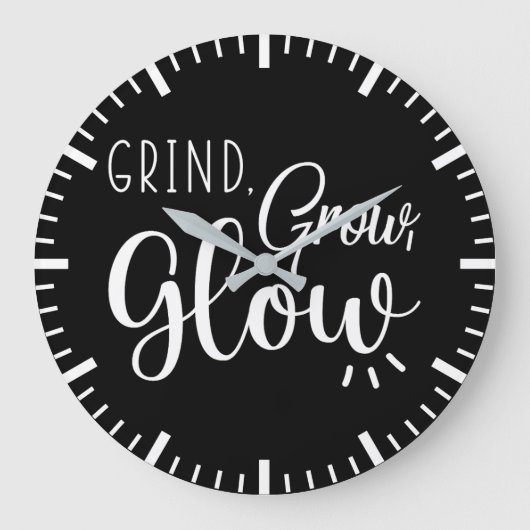 Grind, Grow, Gloed, Gym, Hustle, Succes Motivatie Grote Klok (Voorkant)