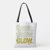 GRIND.GROW.GLOW.—Inspirational Botanical Typograph Tote Bag (Achterkant)