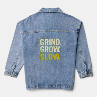 GRIND.GROW.GLOW.—Inspirerende botanische typografi Denim Jacket