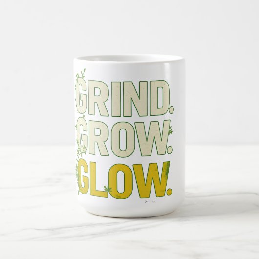 GRIND.GROW.GLOW.—Inspirerende botanische typografi Koffiemok (Center)