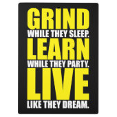 Grind, Leren, Live - Motivatie Klembord (Achterkant)