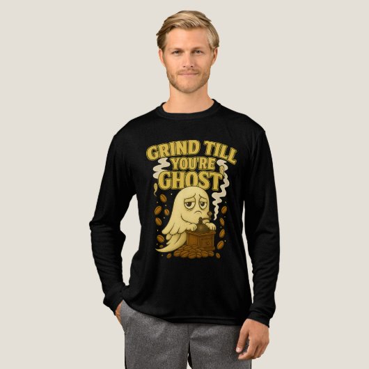 Grind tot je een spookachtige Halloween-koffielief Tri-Blend Shirt (Voorkant)