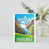 Grindelwald, bergtop, Zwitserland, vintage Briefkaart (Staand voorkant)