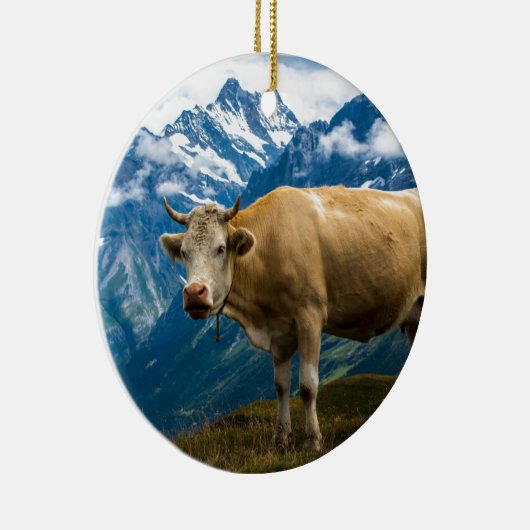 Grindelwald Cow - Bernese Alps - Zwitserland Keramisch Ornament (Rechts)
