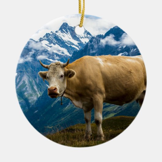 Grindelwald Cow - Bernese Alps - Zwitserland Keramisch Ornament (Voorkant)