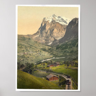 Grindelwald en Mount Wetterhorn, Bernese Oberland Poster