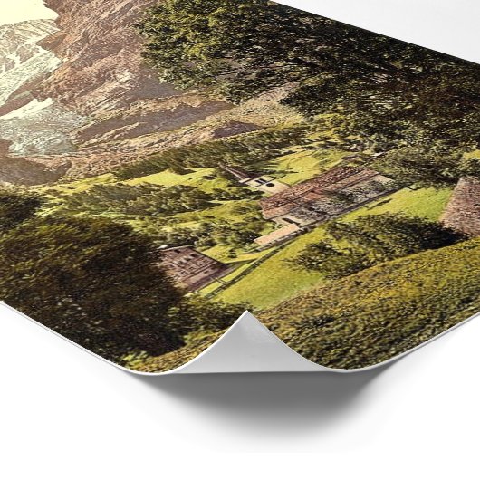 Grindelwald, kerk en Eiger Mountain, Bernese Ob Poster (Hoek)