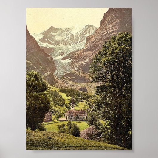 Grindelwald, kerk en Eiger Mountain, Bernese Ob Poster (Voorkant)