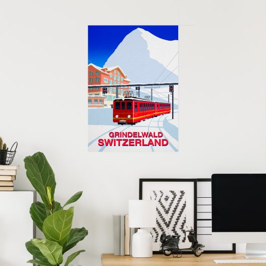 Grindelwald Ski Poster (Thuiskantoor)