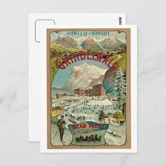 Grindelwald Swiss reisadvert Briefkaart (Voorkant / Achterkant)