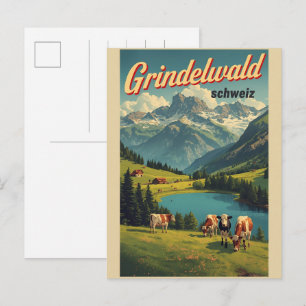 Grindelwald Village Zwitserland natuur cadeau Briefkaart