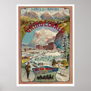 Grindelwald Winter-Sport Vintage Poster