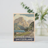 Grindelwald Zwitserland Alpen Retro Briefkaart (Staand voorkant)