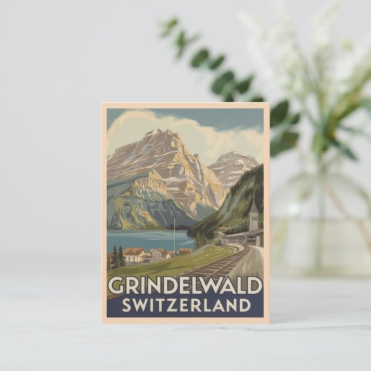 Grindelwald Zwitserland Alpen Retro Briefkaart (Staand voorkant)
