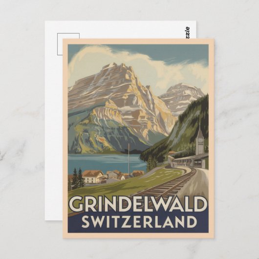 Grindelwald Zwitserland Alpen Retro Briefkaart (Voorkant / Achterkant)