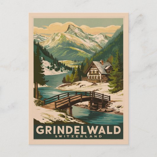 Grindelwald Zwitserland Alpen Retro Briefkaart (Voorkant)
