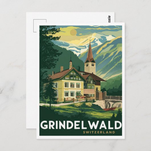 Grindelwald Zwitserland Alpen Vintage Briefkaart (Voorkant / Achterkant)