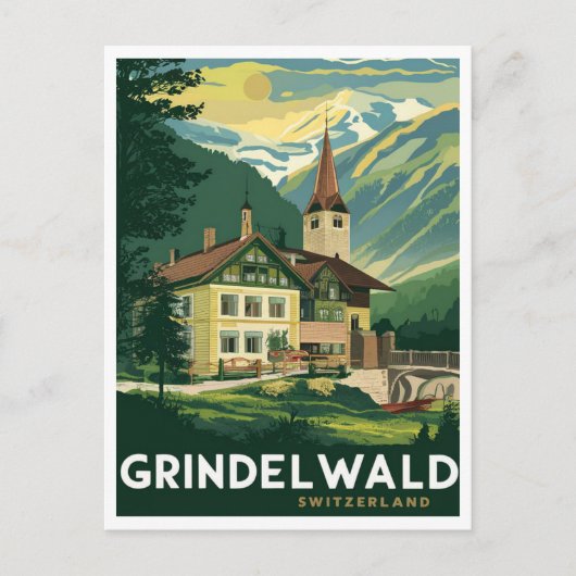 Grindelwald Zwitserland Alpen Vintage Briefkaart (Voorkant)