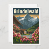 Grindelwald Zwitserland Art Vintage Travel Briefkaart (Voorkant / Achterkant)