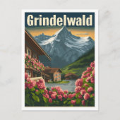 Grindelwald Zwitserland Art Vintage Travel Briefkaart (Voorkant)