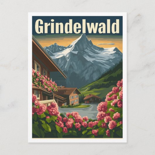 Grindelwald Zwitserland Art Vintage Travel Briefkaart (Voorkant)