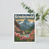 Grindelwald Zwitserland Art Vintage Travel Briefkaart (Staand voorkant)