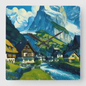 Grindelwald Zwitserland Kunst Vierkante Klok (Voorkant)