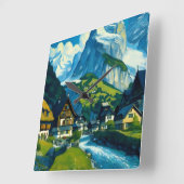 Grindelwald Zwitserland Kunst Vierkante Klok (Hoek)