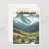 Grindelwald Zwitserland Kunstwerk Reizen Briefkaart (Voorkant / Achterkant)
