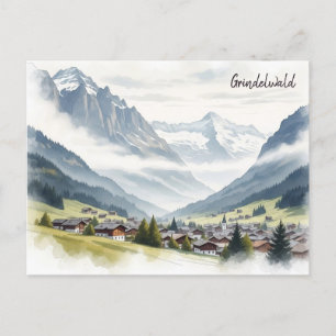 Grindelwald Zwitserland Reizen aquarel Briefkaart