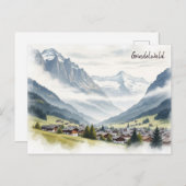 Grindelwald Zwitserland Reizen aquarel Briefkaart (Voorkant / Achterkant)
