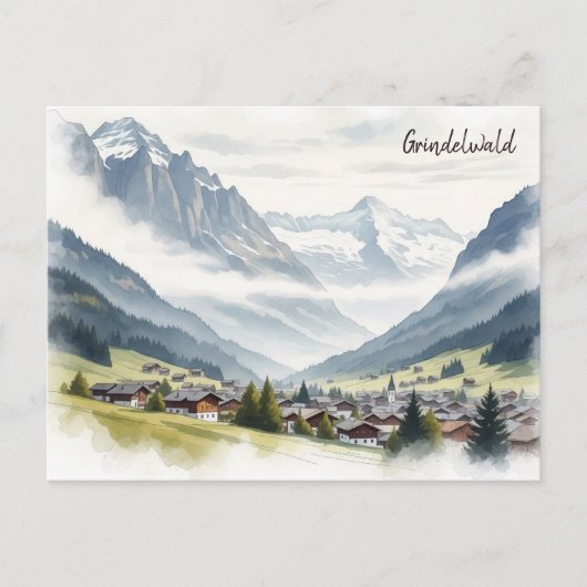 Grindelwald Zwitserland Reizen aquarel Briefkaart (Voorkant)