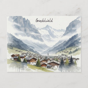 Grindelwald Zwitserland Reizen aquarel Briefkaart