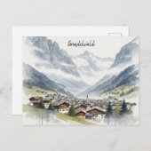 Grindelwald Zwitserland Reizen aquarel Briefkaart (Voorkant / Achterkant)