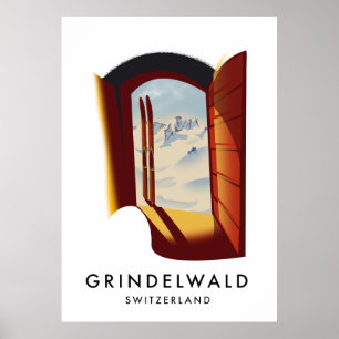 Grindelwald Zwitserland ski poster