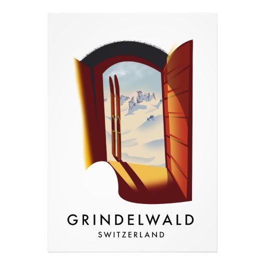 Grindelwald Zwitserland ski poster (Voorkant)